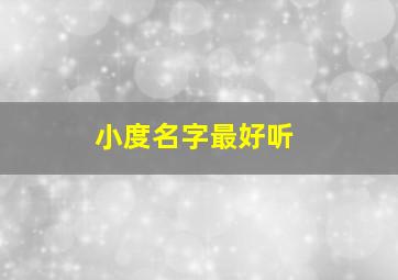 小度名字最好听