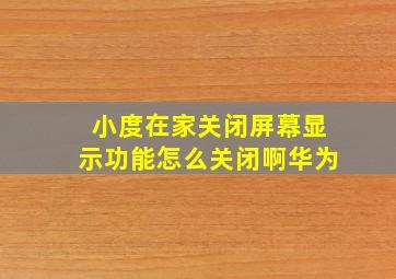 小度在家关闭屏幕显示功能怎么关闭啊华为