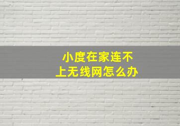 小度在家连不上无线网怎么办