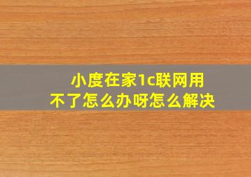 小度在家1c联网用不了怎么办呀怎么解决