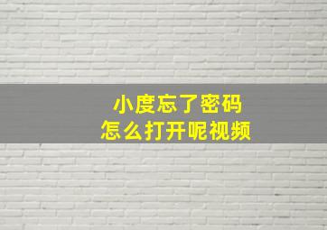 小度忘了密码怎么打开呢视频