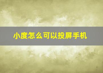 小度怎么可以投屏手机