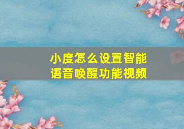 小度怎么设置智能语音唤醒功能视频