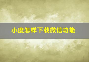 小度怎样下载微信功能