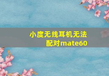 小度无线耳机无法配对mate60