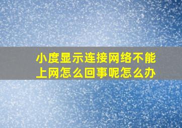 小度显示连接网络不能上网怎么回事呢怎么办