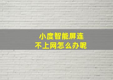 小度智能屏连不上网怎么办呢