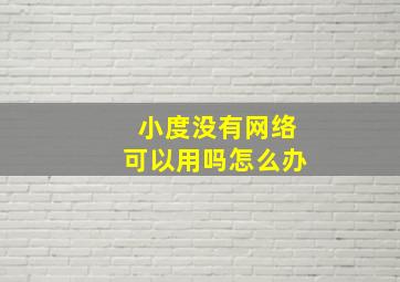 小度没有网络可以用吗怎么办