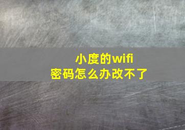 小度的wifi密码怎么办改不了