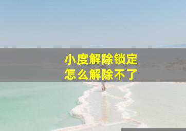 小度解除锁定怎么解除不了