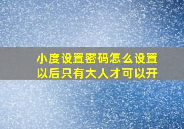 小度设置密码怎么设置以后只有大人才可以开