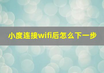 小度连接wifi后怎么下一步