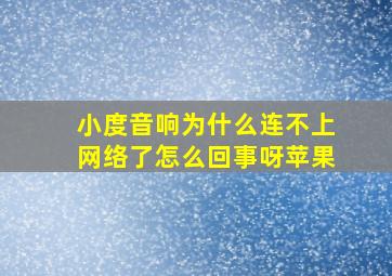 小度音响为什么连不上网络了怎么回事呀苹果