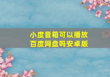 小度音箱可以播放百度网盘吗安卓版