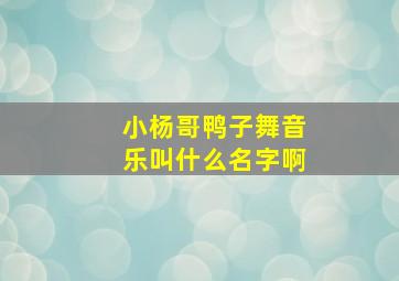 小杨哥鸭子舞音乐叫什么名字啊