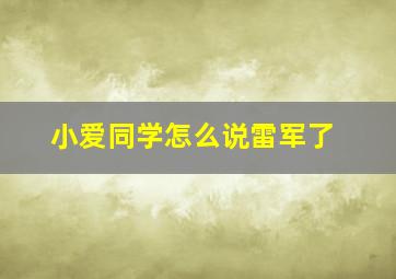 小爱同学怎么说雷军了