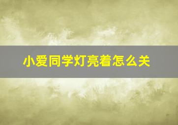 小爱同学灯亮着怎么关