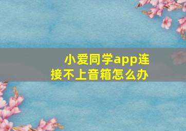 小爱同学app连接不上音箱怎么办