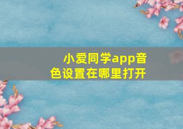 小爱同学app音色设置在哪里打开