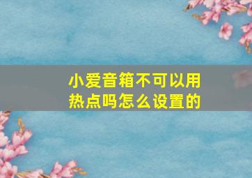 小爱音箱不可以用热点吗怎么设置的