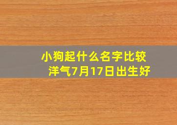 小狗起什么名字比较洋气7月17日出生好