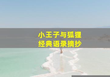 小王子与狐狸经典语录摘抄