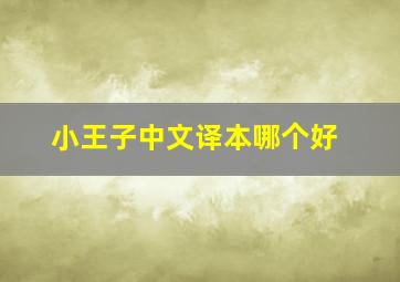 小王子中文译本哪个好