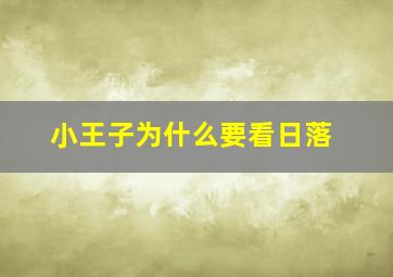 小王子为什么要看日落