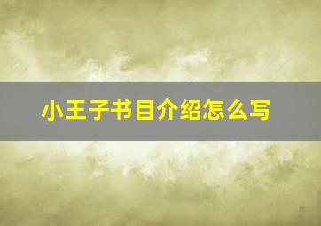 小王子书目介绍怎么写