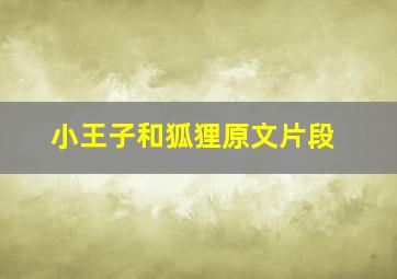 小王子和狐狸原文片段