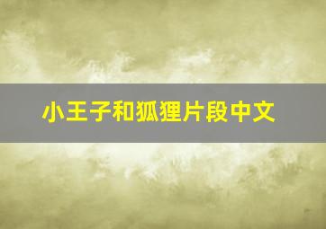 小王子和狐狸片段中文