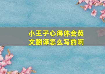 小王子心得体会英文翻译怎么写的啊