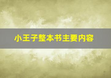 小王子整本书主要内容