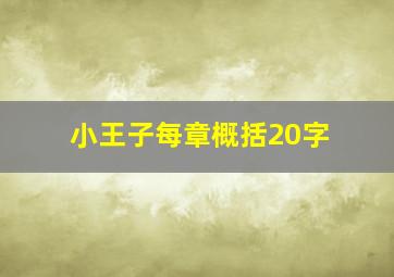 小王子每章概括20字