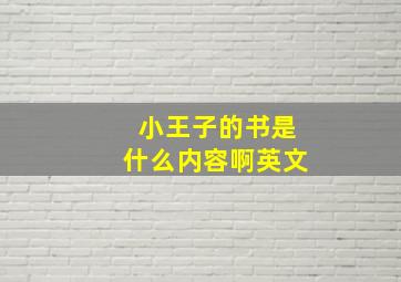 小王子的书是什么内容啊英文