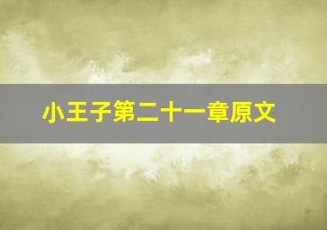 小王子第二十一章原文