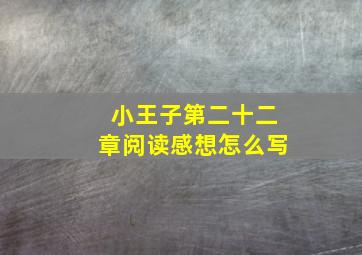 小王子第二十二章阅读感想怎么写