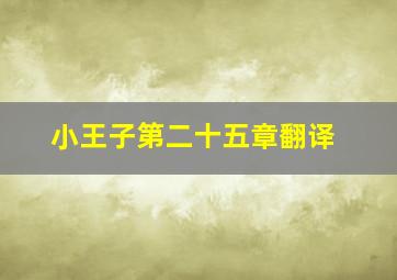 小王子第二十五章翻译