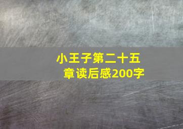 小王子第二十五章读后感200字