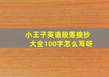 小王子英语段落摘抄大全100字怎么写呀