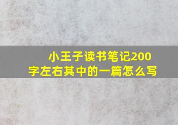 小王子读书笔记200字左右其中的一篇怎么写