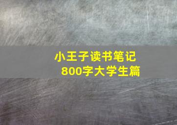 小王子读书笔记800字大学生篇