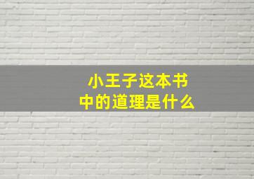 小王子这本书中的道理是什么