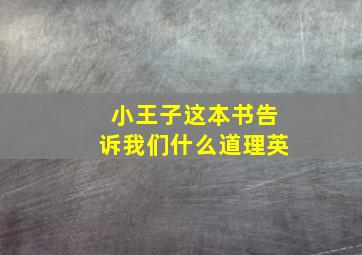 小王子这本书告诉我们什么道理英