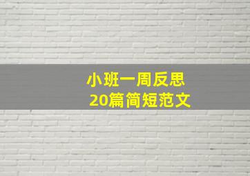 小班一周反思20篇简短范文