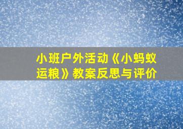 小班户外活动《小蚂蚁运粮》教案反思与评价