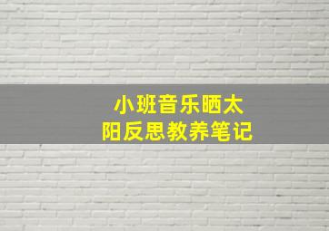 小班音乐晒太阳反思教养笔记