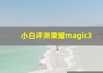 小白评测荣耀magic3