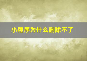 小程序为什么删除不了