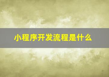 小程序开发流程是什么